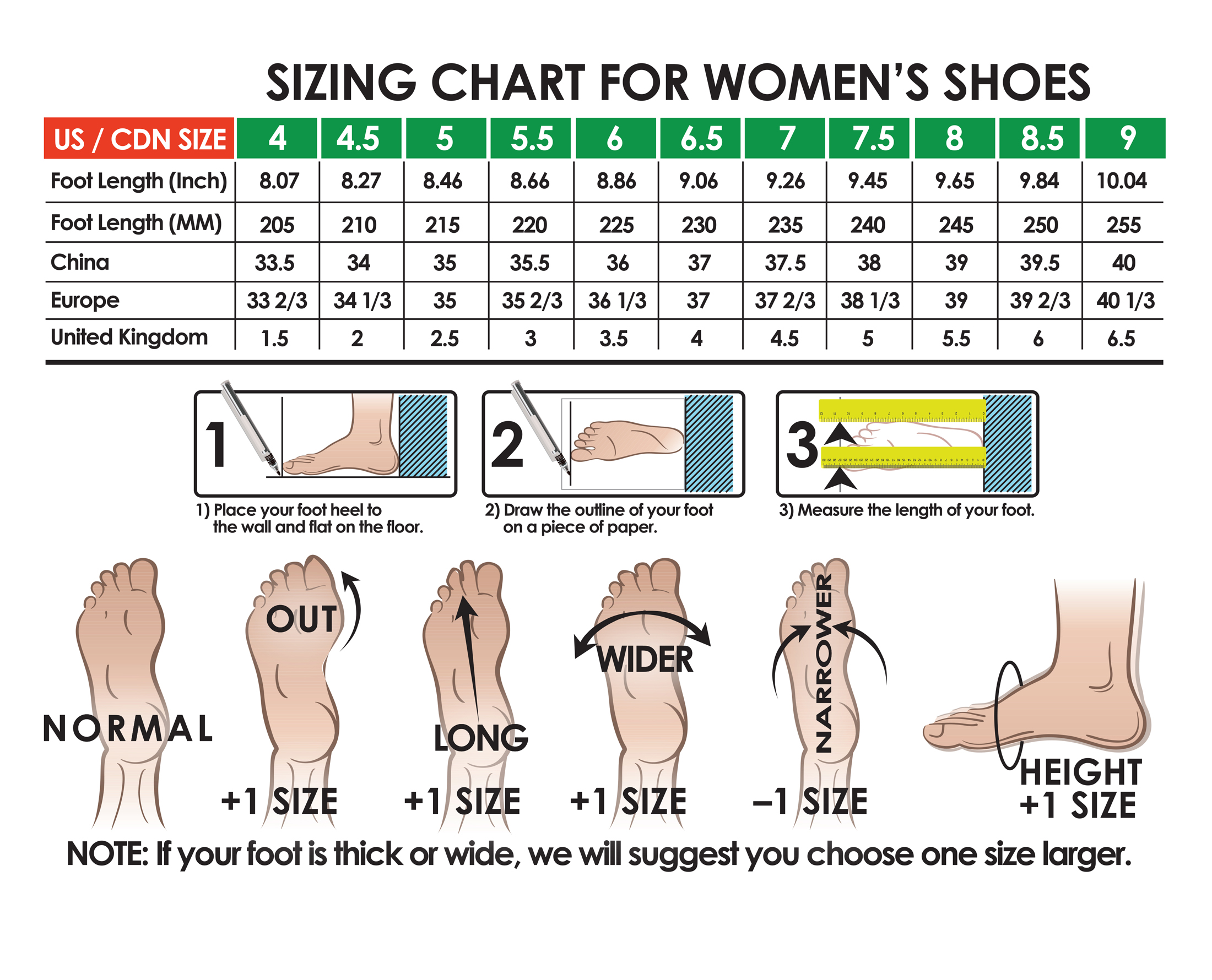 Shoes Table Chart